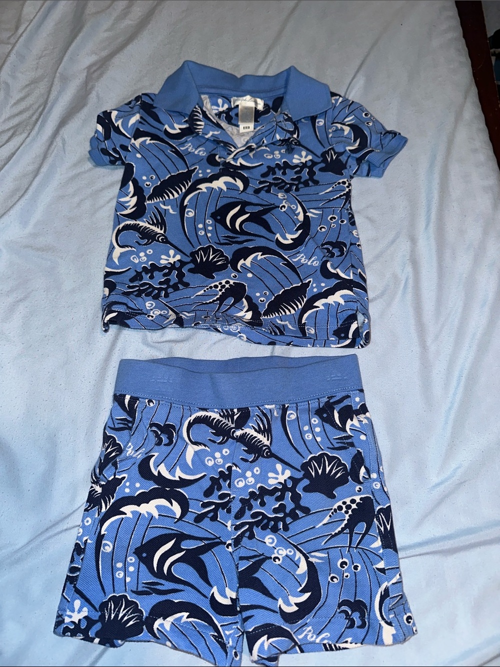 Polo by Ralph Lauren Blue Nautical Wave Kids Matching Set